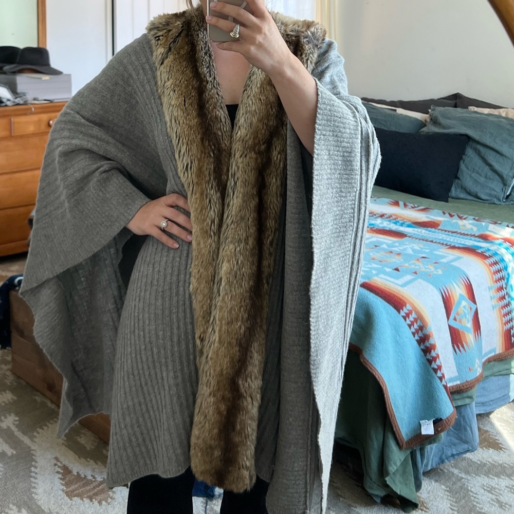 Nordstrom collection wool and faux fur shrug